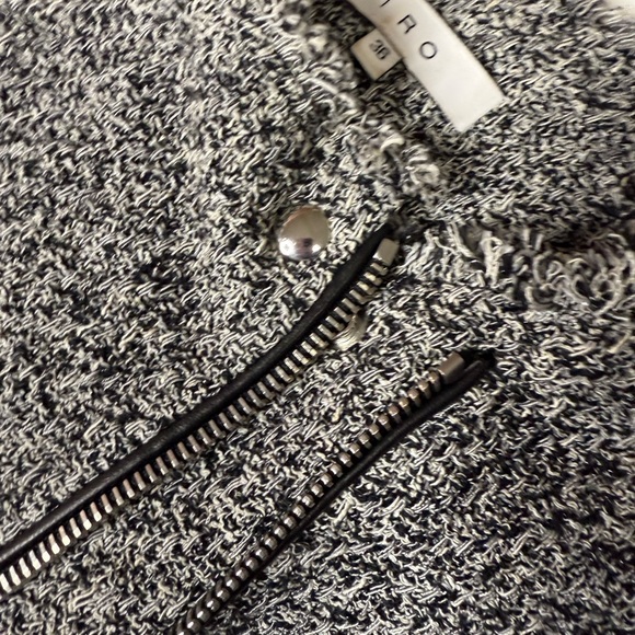 IRO Carlota Tweed Boucle’ Asymmetrical Black and Gray  Jacket Blazer Size 4 - Picture 6 of 10